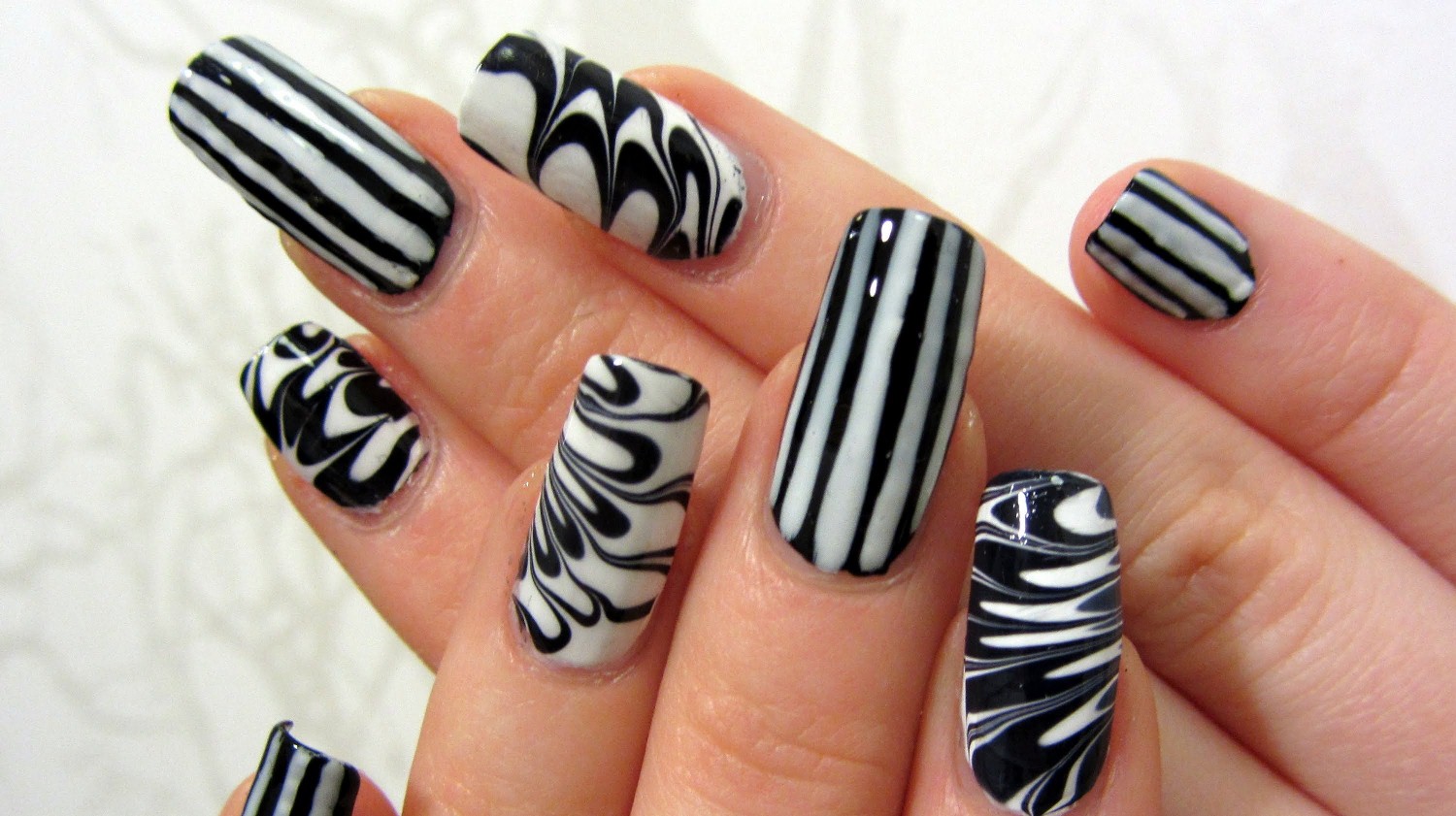 summer striped nail art video