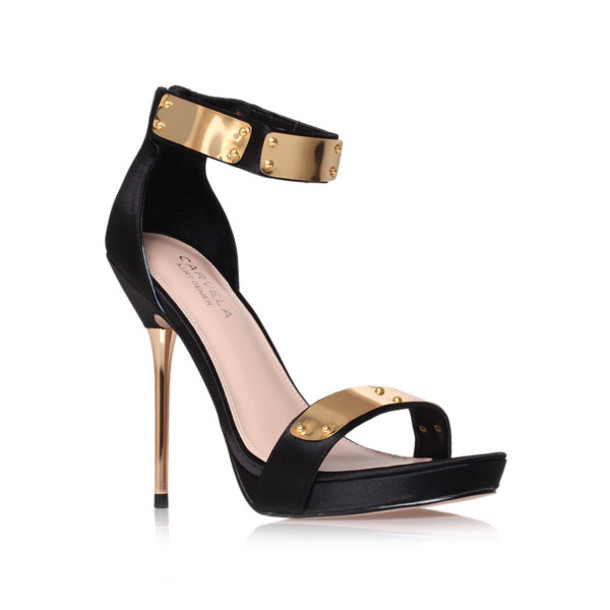 Black And Gold Ankle Strap Heels | Tsaa Heel