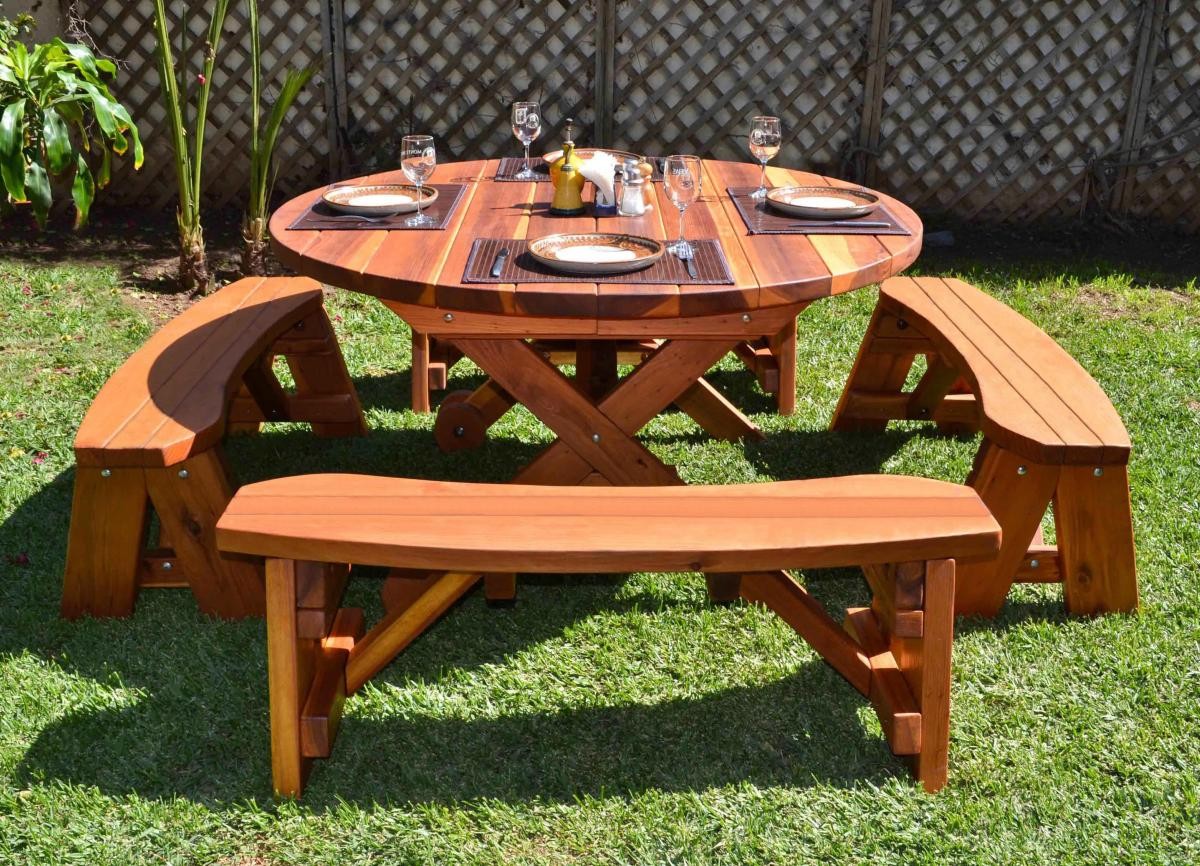 Free Plans Round Wood Picnic Table Image To U