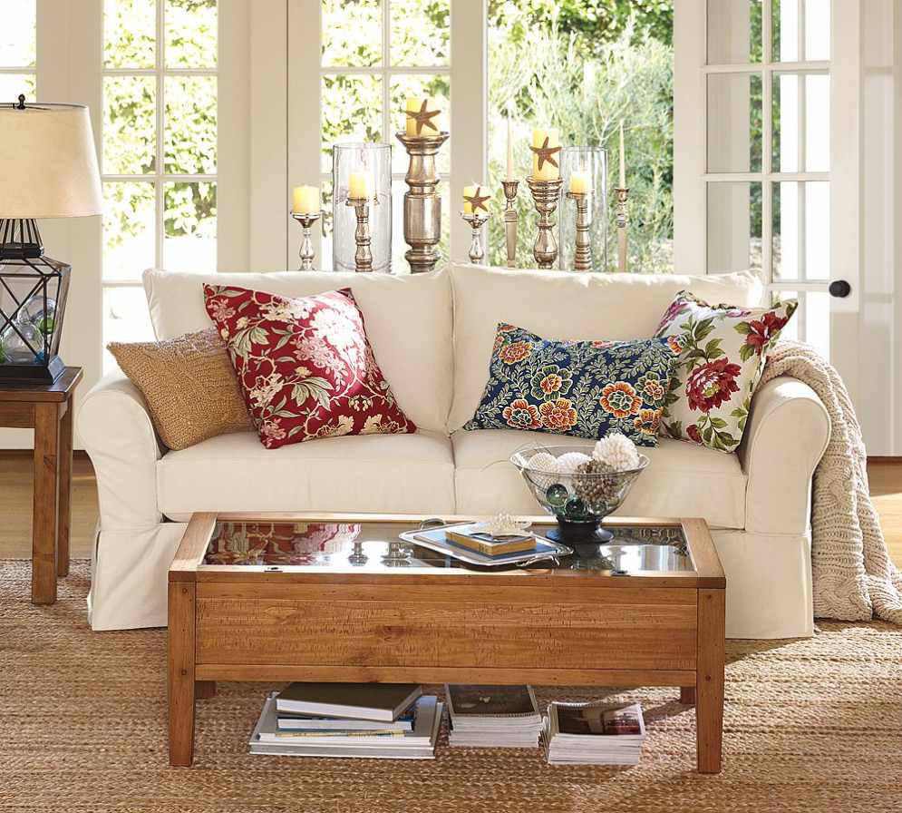 Accent Pillows For Sofa With Floral Motif 