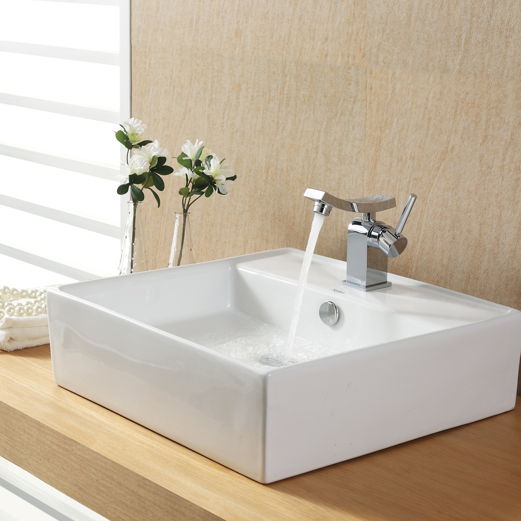 White Square Ceramic Sink Design Ideas For Bathroom