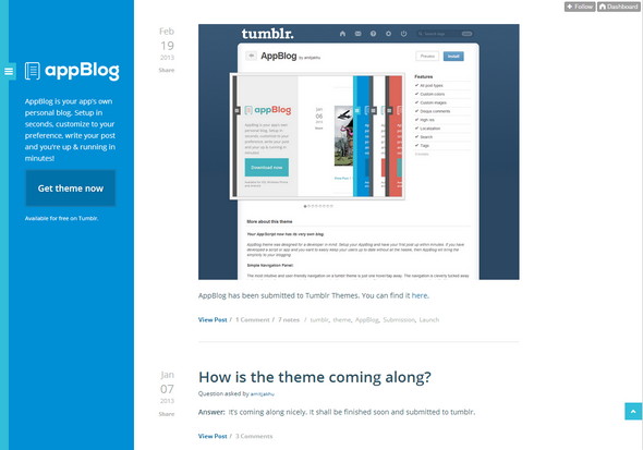 AppBlog Tumblr Theme with Sidebar