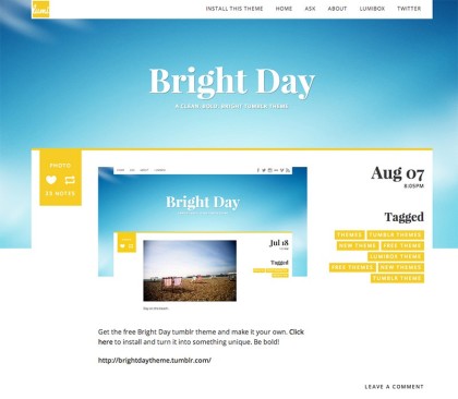 Bright Day Tumblr Theme with Sidebar