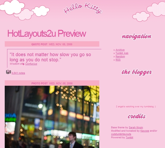 Hello Kitty Pink Tumblr Theme
