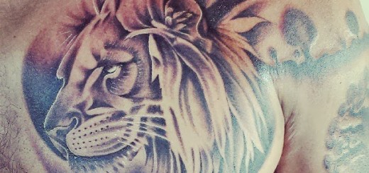 Cool Lion Chest Tattoo Design For Men