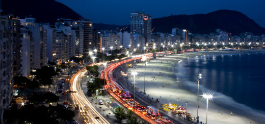 Copacabana Beach Rio De Janeiro at Night