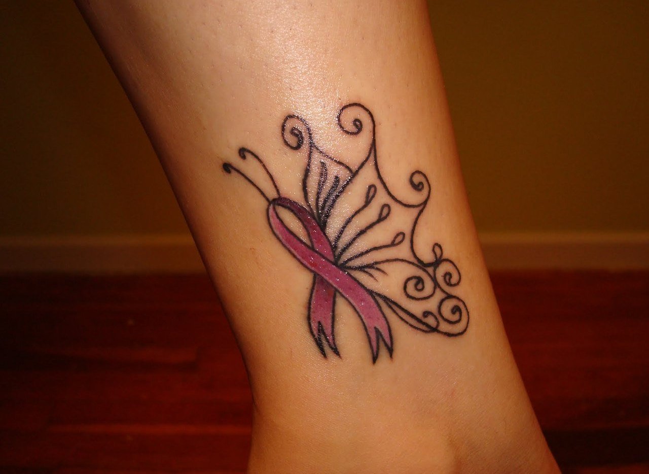 1. Butterfly Breast Cancer Ribbon Tattoo - wide 3