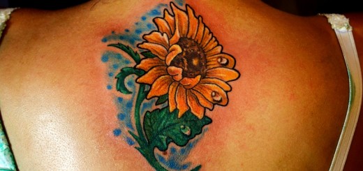 Sunflower Tattoo Design on Back