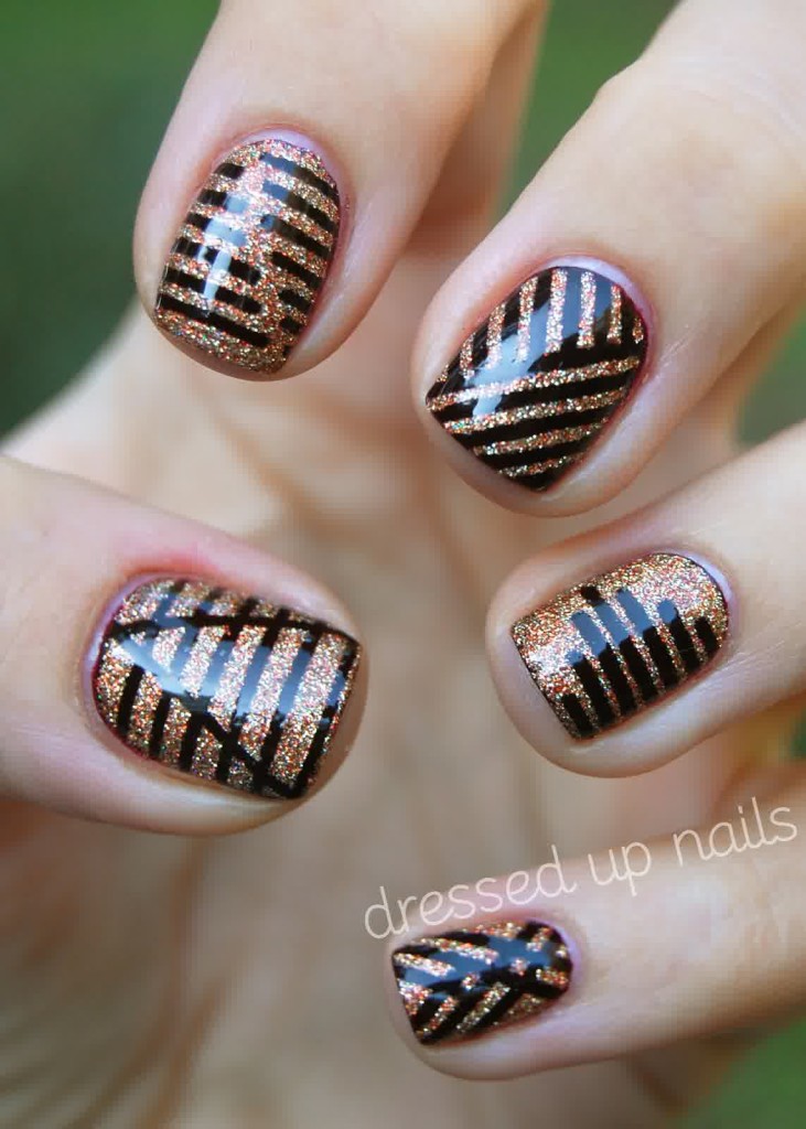 Chinese Striped Nail Design with Tape