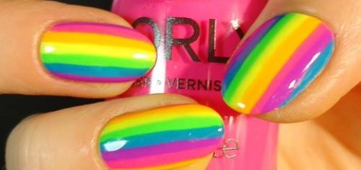 Rainbow Striped Nails Design