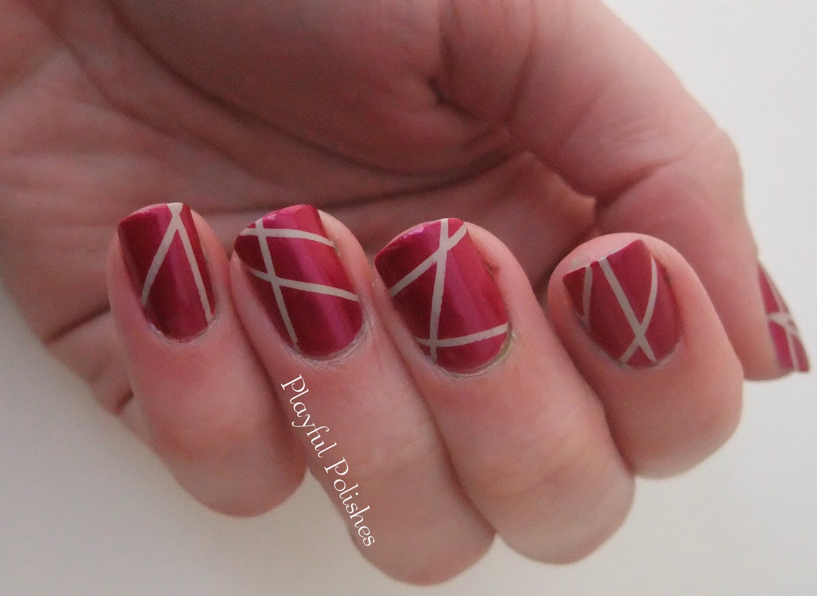 5. Red and Silver Striped Nails - wide 9