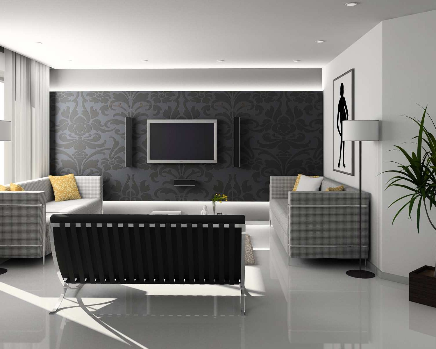 Black And White Living Room Design And Ideas InspirationSeekcom