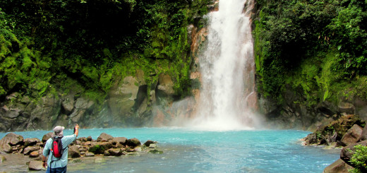 Rio Celeste Blue Sky Colored River and Waterfall