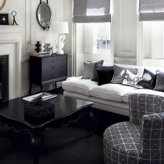 Black and White  Living  Room  Design  and Ideas  