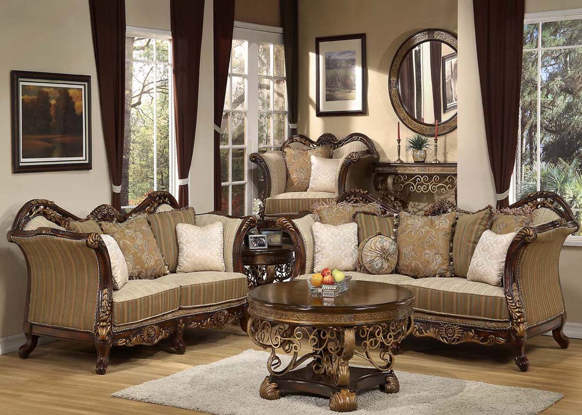 Antique Style Living Room Furniture - Hd 8925 Homey Design Living Room ...