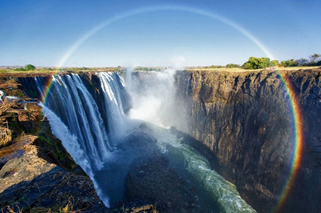 Devil S Pool At Victoria Falls Zambia InspirationSeek Com   Beautiful Devils Pool At Victoria Falls With Rainbow 1024x682 