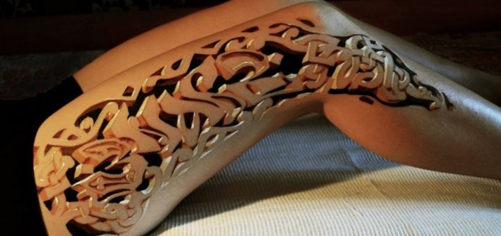 3D Tattoo Design on Leg