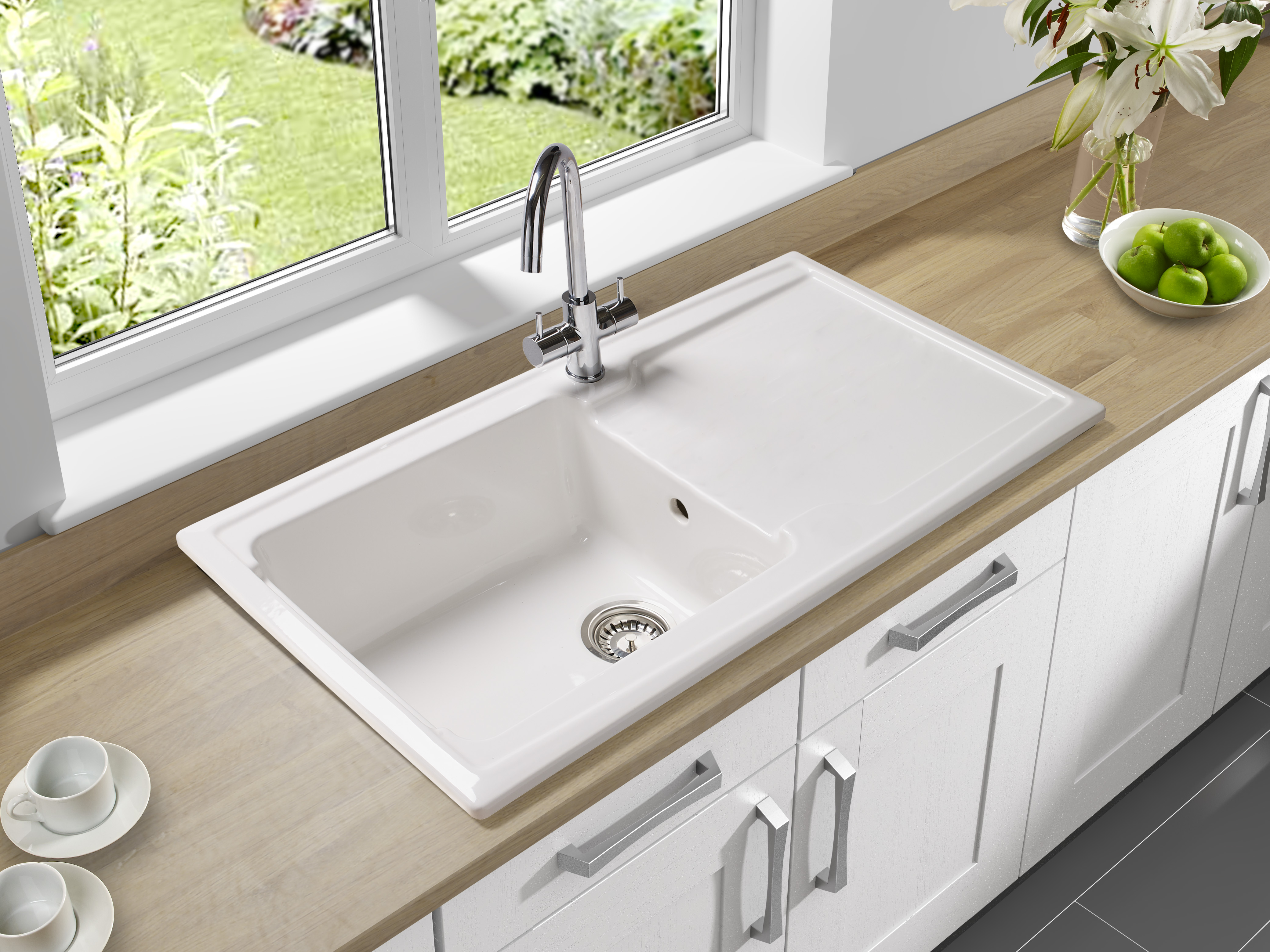 cheap ceramic kitchen sink and taps