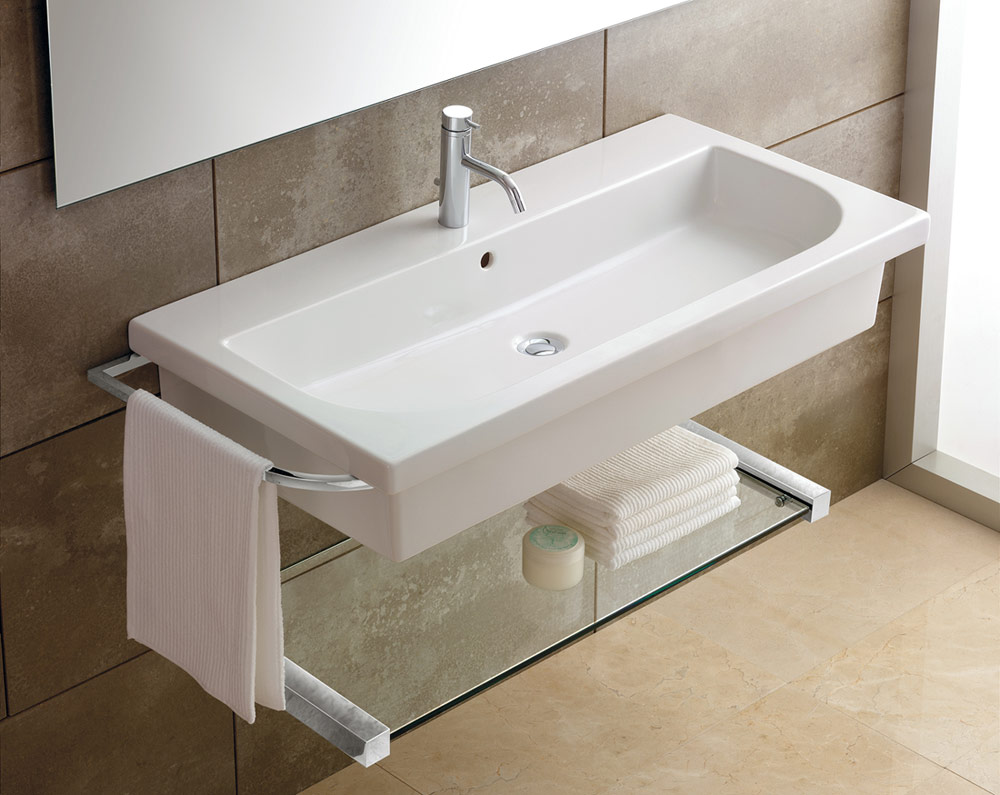 assymetric ceramic bathroom sink
