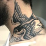 Bird Tattoos For Men on Neck