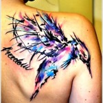 Colorful Bird Tattoos For Women on Shoulder Back