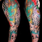 Colorful Dragon Tattoos For Men on Full Sleeve