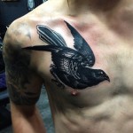 Dark Bird Tattoos For Men on Chest