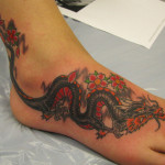 Dragon Tattoos Design For Women on Foot