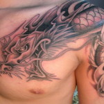 Dragon Tattoos For Men on Chest and Half Sleeve