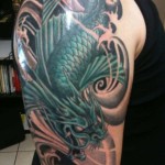 Green Dragon Tattoos For Men on Sleeve