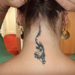 Small Dragon Tattoos For Women on Neck