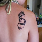 Small Dragon Tattoos Tribal For Women on Shoulder