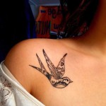 Swallow Bird Tattoos For Women on Chest