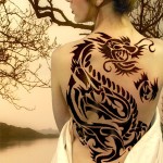 Tribal Dragon Tattoos For Women on Back