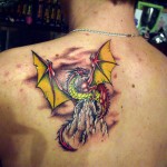 Winged Dragon Tattoos on Back For Men