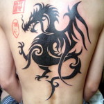 Winged Dragon Tribal Tattoos For Men on Back