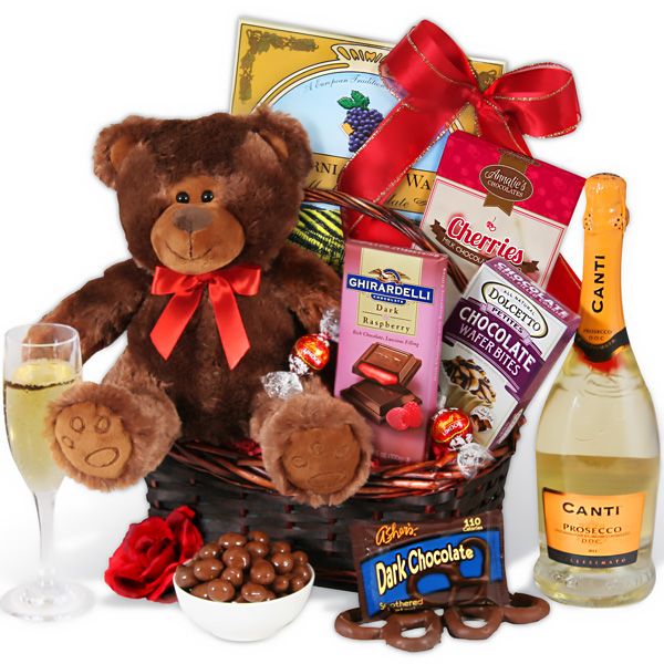 Valentine Gift Baskets with Teddy Bear Doll