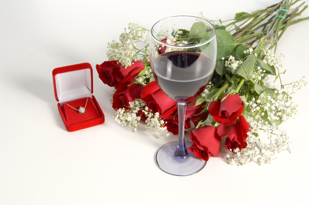 Valentine's Day Roses Ideas with Wine Glass
