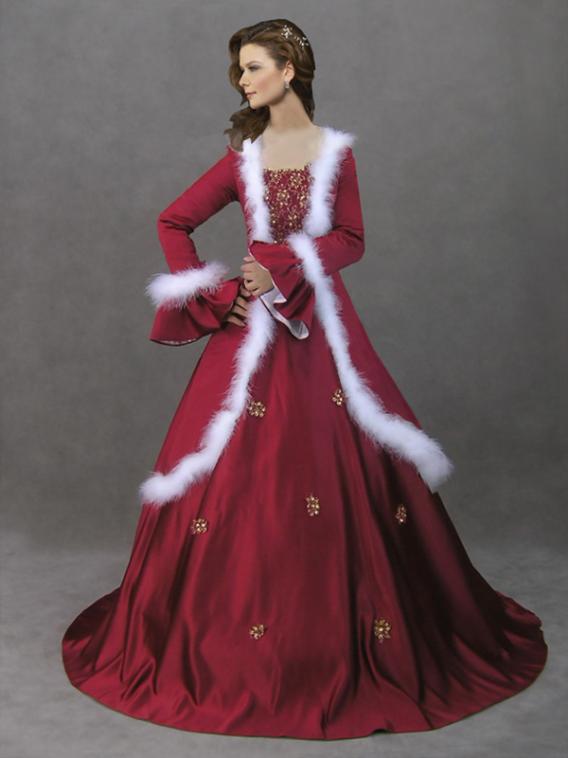 Christmas Wedding Dress with a Pop of Red